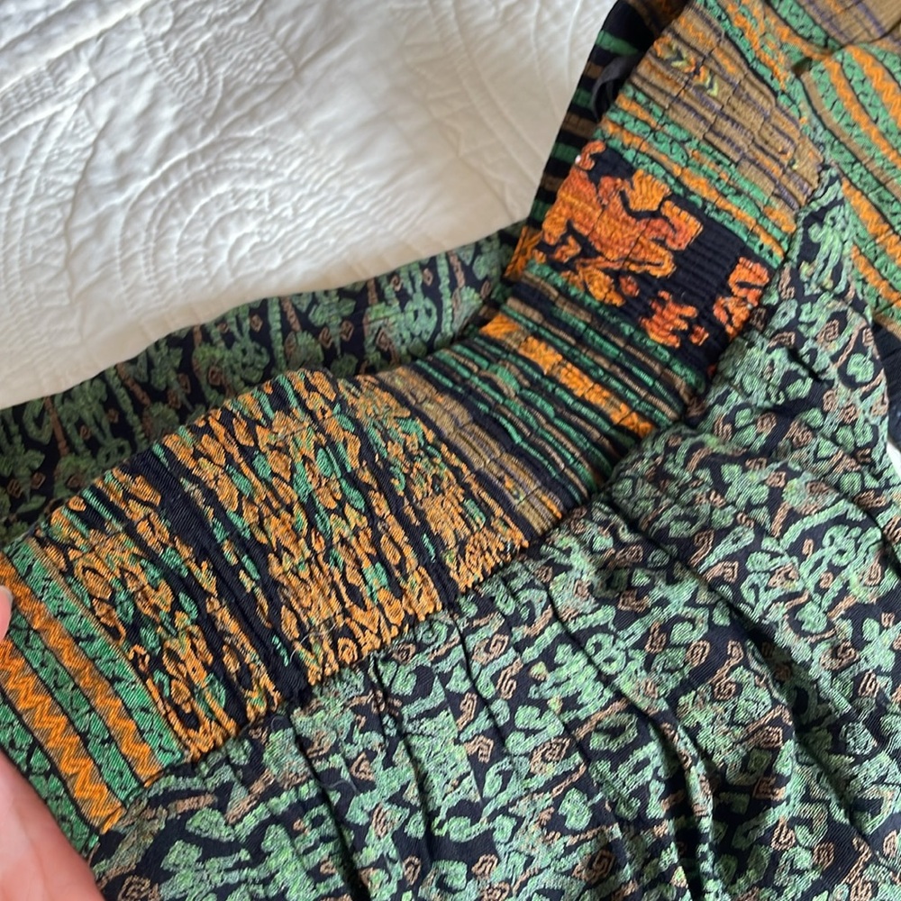 VTG black orange green rayon batik tribal top skirt set small medium - Picture 15 of 16